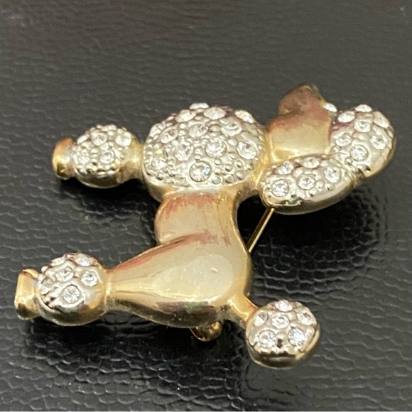 Vintage Unsigned Gold-tone Bling Rhinestones Poodle Dog Figural Brooch 15.6g - Picture 5 of 12